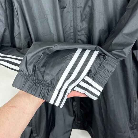 NEW Adidas Black Essentials 3-Stripes Woven Windbreaker Jacket 2XL Lightweight - Picture 7 of 15